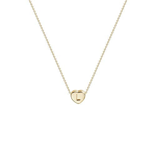 Tiny Gold Initial Heart Necklace-14K Gold Filled Handmade Dainty Personalized Heart Choker Necklace For Women Letter L Tiny Gold Initial Heart Necklace-14K Gold Filled Handmade Dainty Personalized Heart Choker Necklace For Women Letter L