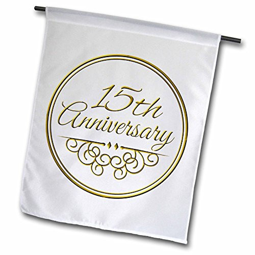 3dRose fl-154457-215Th Gold Text Celebrating Wedding Anniversaries Garden Flag  18 x 27