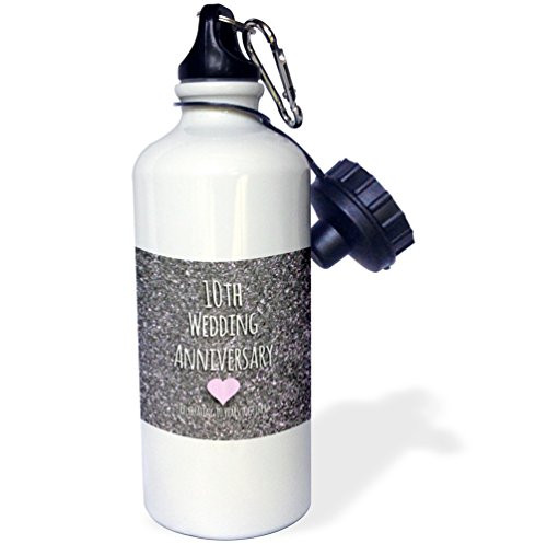 3dRose 16th Anniversary gift-gold text for celebrating wedding anniversaries-16 years married together Sports Water Bottle  21 oz  White