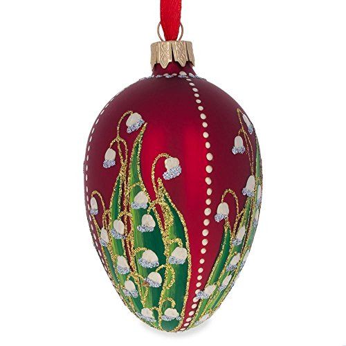BestPysanky 1898 Lilies of The Valley Royal Egg Glass Ornament
