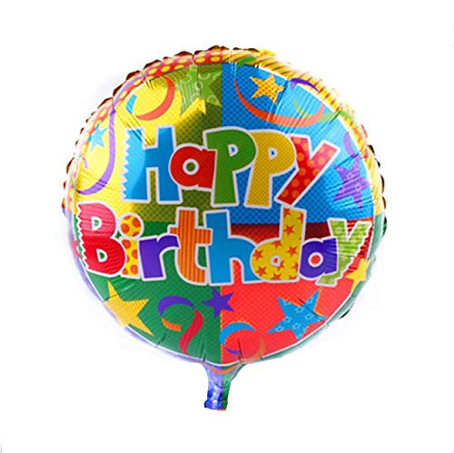 Happy Birthday Round Foil Balloons 18Inch Birthday Mylar Helium Balloon Floating Birthday Party Decorations Supplies 6Pcs