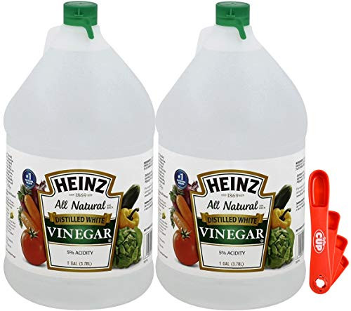 Heinz All Natural Distilled White Vinegar 5 Acidity 1 Gallon Jug -Pack of 2- with By The Cup Swivel Spoons