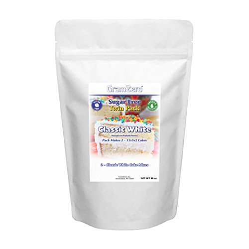 GramZero  2 Pack White Cake Mix  Makes 2 - 13x9x2 Cakes  Stevia Sweetened  SUGAR FREE