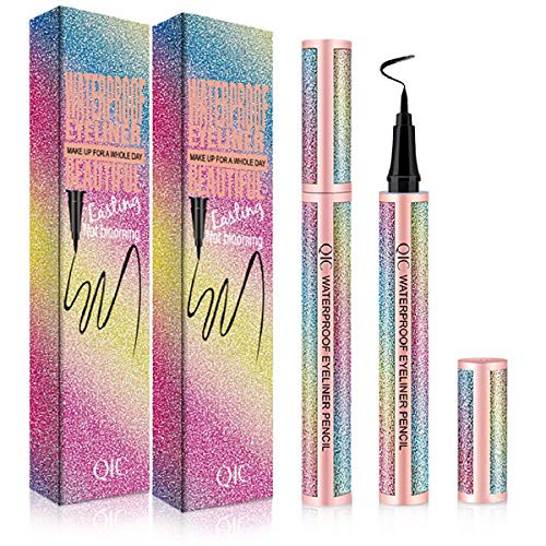2Pack Liquid Eyeliner  Waterproof Eyeliner Pencil Black Eye Liners Long-Lasting Super Slim Makeup Eyeliner Pen Gel