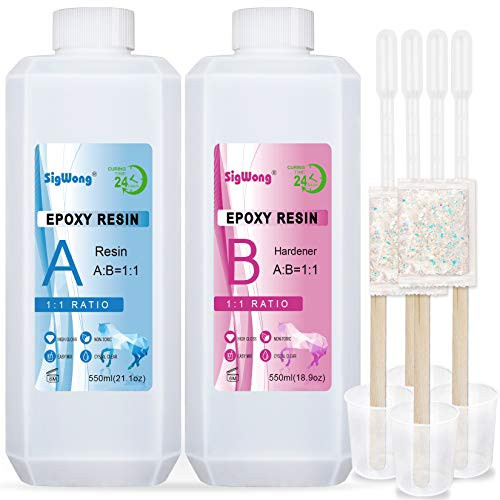 Epoxy Resin Clear Crystal Coating Kit 40oz - 2 Part Casting Resin for Art  Craft  Jewelry Making  River Tables  Bonus Resin Glitter  Measuring Cup  wo