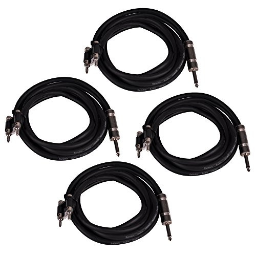 Seismic Audio - BS12Q10-4Pack - 4 Pack of 10 Foot Pro Audio Banana to 1/4" Speaker Cables -12 Gauge 2 Conductor 10' Speaker Cables
