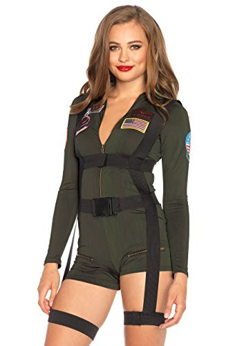 Leg Avenue Womens Top Gun Romper Costume  Khaki  Large