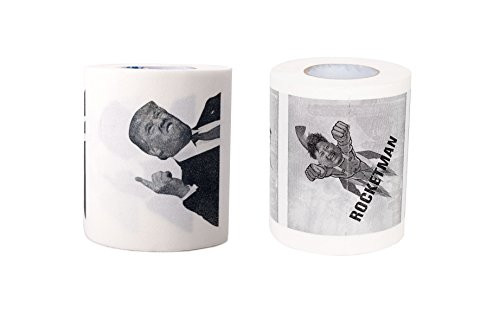 SummitLink 2 Rolls of Funny Trump ? Rocket Man Un Toilet Paper Tissue Napkin Prank Fun Birthday Party Novelty Gift Idea