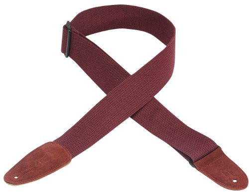 Levys Leathers 2 Cotton Guitar Strap with Suede Ends and Tri-glide Adjustment  Adjustable to 58 Burgundy -MC8-BRG-