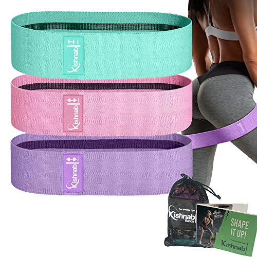Kishnab 3 Fabric Resistance Bands for Legs and Butt  Loop Exercise Bands  Booty Workout Bands  Glute Bands  Non Slip Squat Bands with 3 Resistant Leve