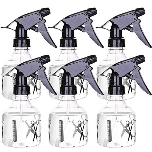 6 Pack Plastic Spray Bottle for Hair  8oz-250ml Empty Fine Mist Water Spray Bottles  with Mist and Stream Adjustable Nozzle for Hair  Cleaning Solutio