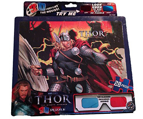 Marvel 28 piece 3D Puzzle Thor the Mighty Avenger 3D glasses included