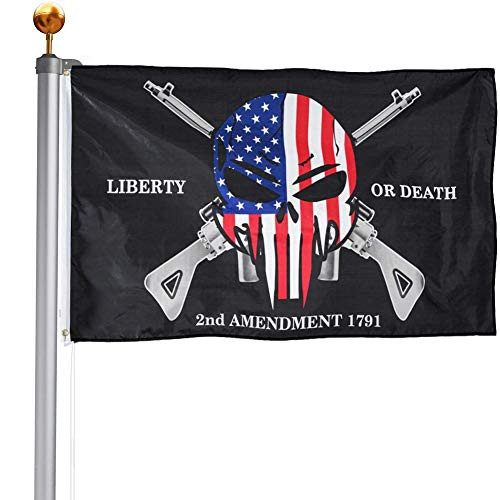 TOPFLAGS Liberty or Death 2nd Amendment Flag 3x5 Outdoor Punisher Skull Rifles 1791 Flags with Brass Grommets Double Stitched