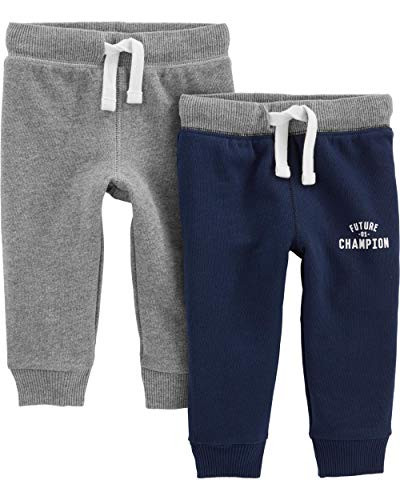 Simple Joys by Carters Boys 2-Pack Athletic Knit Jogger Pants  Charcoal Gray-Navy  18 Months