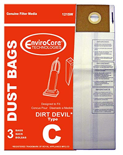 EnviroCare Replacement Vacuum Cleaner Dust Bags made to fit Dirt Devil Type C Uprights 3 pack