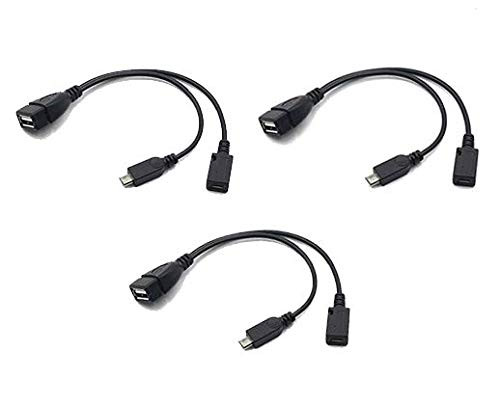 3 Pack OTG Cable for Fire Stick 4K  Samsung Galaxy  Amazon Fire TV  LG  HTC Android Phone Tablet Micro USB Host with Micro USB Power