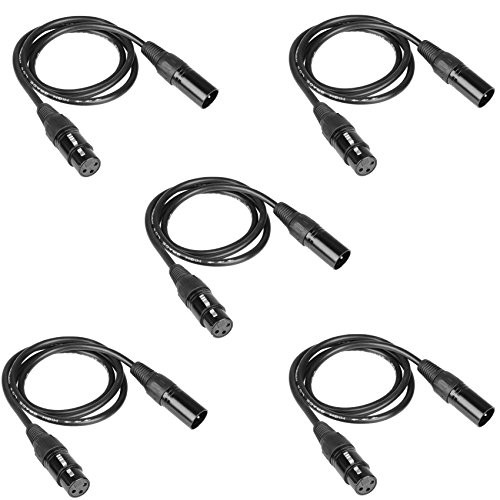 Dmx Cable 5PCS 6 5ft -2m long xlr dmx 512 Cable dmx 3Pin True male to female for dmx stage moving led laser lights