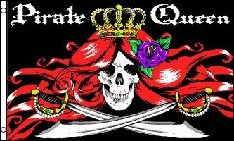 AZ FLAG Pirate Queen Flag 3 x 5 - Skull Pirates Flags 90 x 150 cm - Banner 3x5 ft