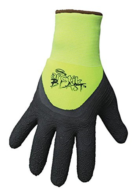 BOSS MANUFACTURING 7845L 656710 Arctic Blast High-Vis Textured Latex Palm Glove  Large  Black Green