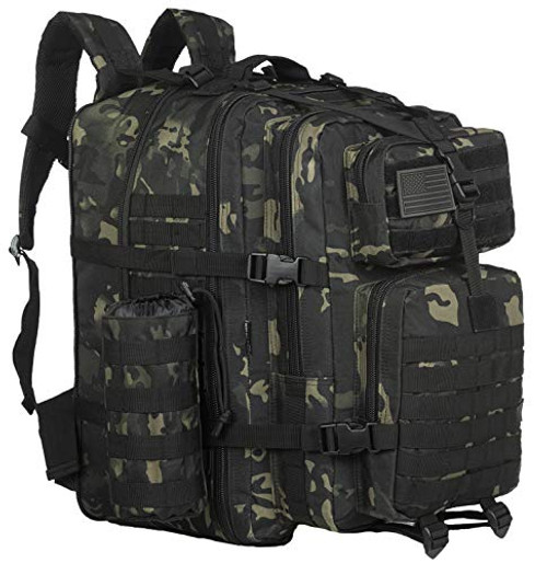 GZ XINXING 64L Large 3 day Molle Assault Pack Military Tactical Army Backpack Bug Out Bag Rucksack Daypack -Black Multicam-