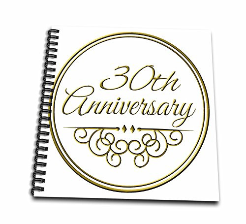 3dRose db-154472-1 30th Gold Text for Celebrating Wedding Anniversaries 30 Years Married Together Drawing Book  8 by 8-Inch