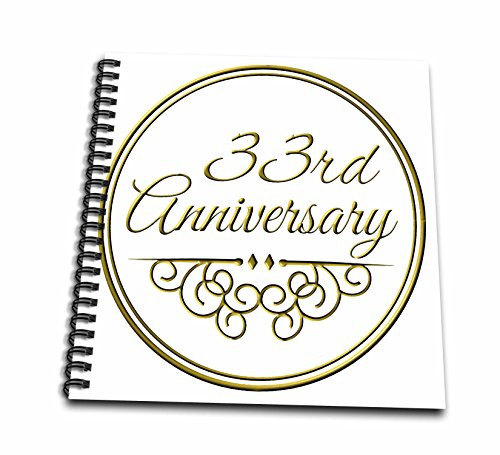 3dRose db-154475-2 33Rd Gold Text for Celebrating Wedding Anniversaries 33 Years Married Together Memory Book  12 by 12-Inch