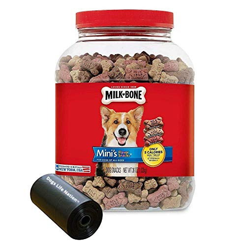 3G Enterprises  LLC  36 oz  Canister Milk-Bone Minis Flavor Snacks and Dogs Life Nation Waste Bag Bundle
