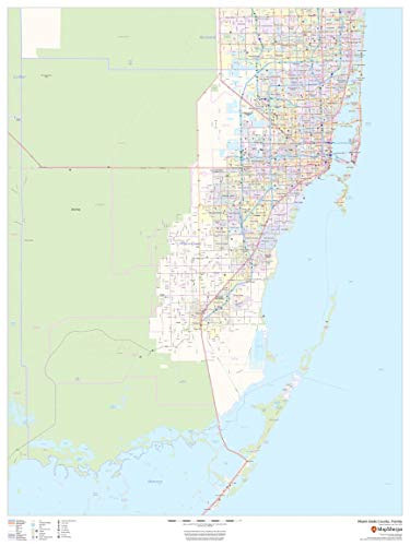 Miami-Dade County  Florida - 36 x 48 Paper Wall Map