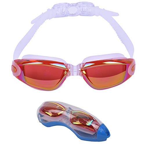 Swimming Goggles  Mirrored Swim Goggles No Leaking Anti Fog UV Protection Triathlon Swim Goggles Soft Silicone Nose Bridge with Free Protection Case f