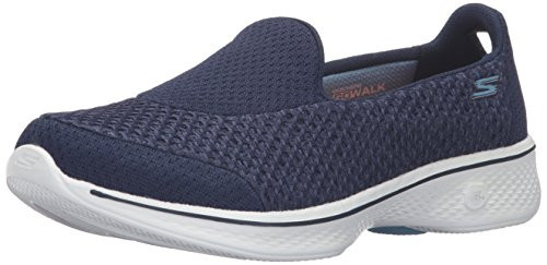 Skechers Performance Womens Go Walk 4 Kindle Slip-On Walking Shoe  Navy-White  8 W US