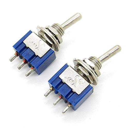 SPDT 3 Pins ON-ON Type 2 Position Switch Blue AC125V 6A Pack of 2
