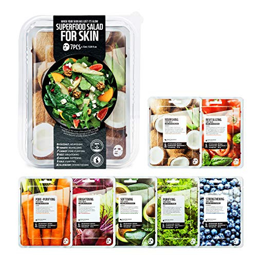 FARMSKIN Superfood Salad For Skin Beauty Facial Sheet Mask Salad Set -Pack of 7- Coconut