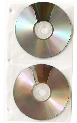 Media A2Z 4 Disc CD DVD Poly Sleeves 3 Ring Binder Pages - 100 Disc Capacity - 25 Pack