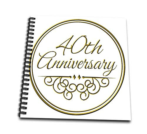 3dRose db-154482-1 40th Gold Text for Celebrating Wedding Anniversaries 40 Years Married Together Drawing Book  8 x 8