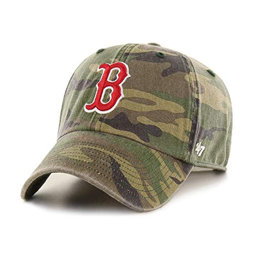 47 Brand Boston Red Sox Clean Up Hat Cap Garment Washed Camo-Red