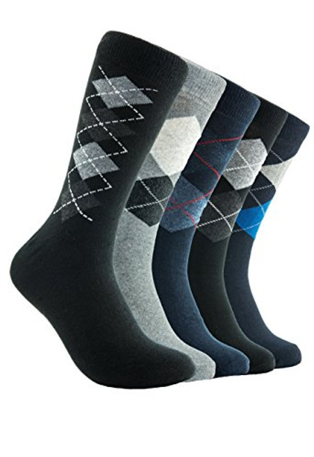 Dress Socks for Men 5 Pack Cotton Argyle Black and Solid Mens Gift Set -10-13 Argyle- Dress Socks for Men 5 Pack Cotton Argyle Black and Solid Mens Gift Set -10-13 Argyle-