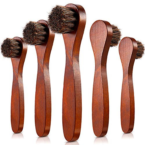 Jovitec 5 Pack Dauber Brush Shoes Polish Brush Horsehair Wooden Care Shine Polish Handle Clean Dauber for Shoes and Bags -Brown- Jovitec 5 Pack Dauber Brush Shoes Polish Brush Horsehair Wooden Care Shine Polish Handle Clean Dauber for Shoes and Bags -Brown-
