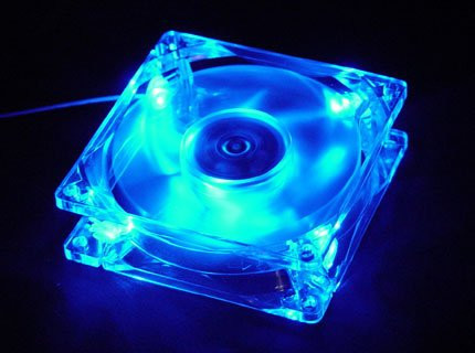 5 Stars Computer 80mm  8cm Quad-4 Blue LED Computer Desktop PC Case Clear Cooling Fan  3 and 4 pin Connector with Screws  Quiet and Silent