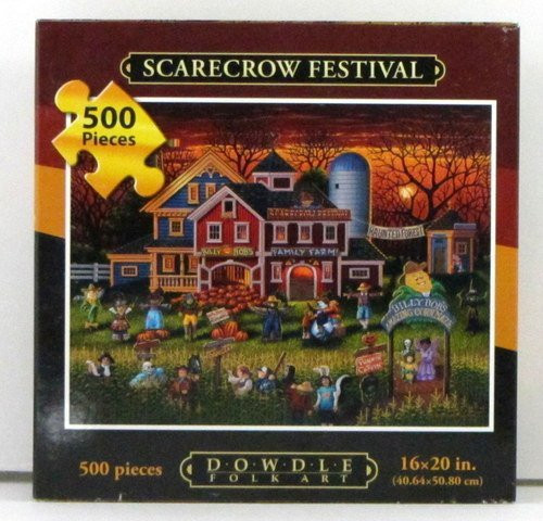 Dowdle Folk Art Scarecrow Festival Puzzle 500 Pieces 16" X 20"