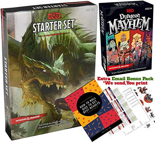 Dungeons and Dragons 5th Edition Starter Set - Dungeon Mayhem Card Game - D&D 5e Dungeons and Dragons Starter Kit Fifth Edition - DND 5e Beginner Board Game Gift Set with Complete Starter Kit