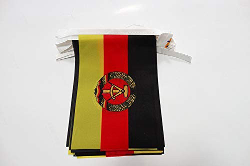 AZ FLAG East Germany 6 Meters Bunting Flag 20 Flags 9 x 6 - German RDA String Flags 15 x 21 cm