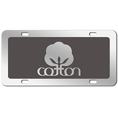 JASS GRAPHIX Charcoal Cotton License Plate Mirror Acrylic Seal of Cotton Car Tag - Available in Several Colors  Perfect for Farmers