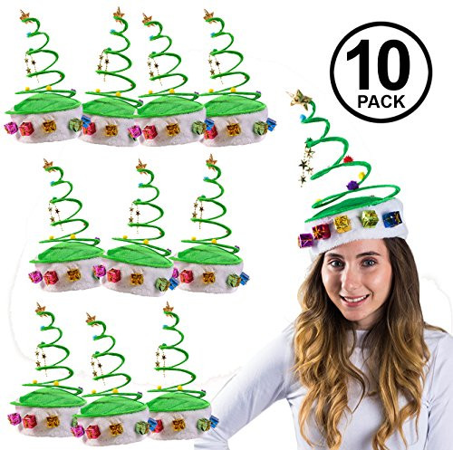 Funny Party Hats Springy Christmas Hat - Springy Christmas Tree Hats