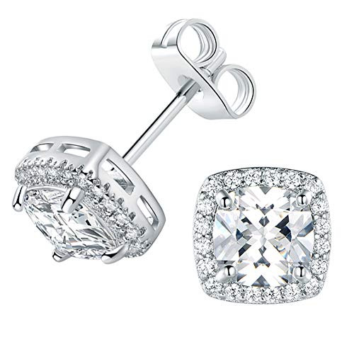VOLUKA Cubic Zirconia Stud Earrings 6mm Square 18K White Gold Plated for Women Teen Girls Jewelry VOLUKA Cubic Zirconia Stud Earrings 6mm Square 18K White Gold Plated for Women Teen Girls Jewelry
