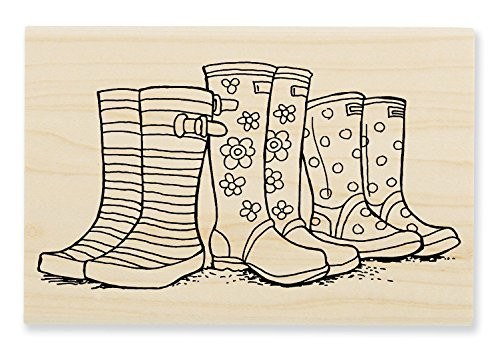 STAMPENDOUS P300 Wood Stamp, Puddle Boots