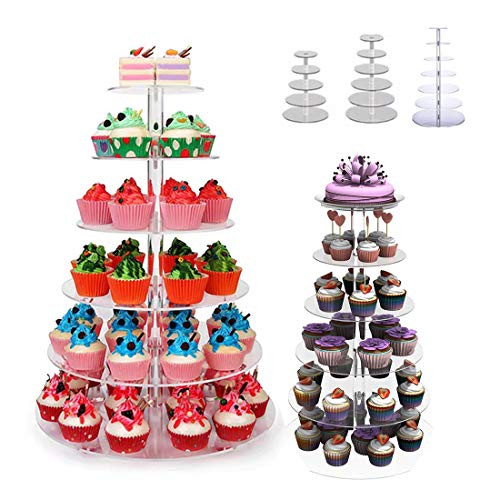 KGK Cupcake Stands 6 Tier Acrylic Clear Dessert Tree Tower Tiered Cupcake Display Wedding Party Baby Shower Cake Pastry Stands KGK Cupcake Stands 6 Tier Acrylic Clear Dessert Tree Tower Tiered Cupcake Display Wedding Party Baby Shower Cake Pastry Stands