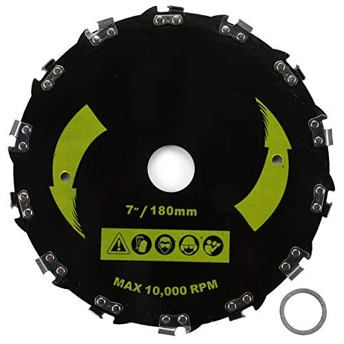 BlueCatELE 7 Chainsaw Brush Cutter Blade 14 Teeth with Adapter Ring for String Trimmer Weed Eater Brush Cutter
