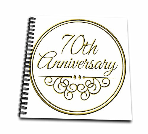3dRose db-154512-1 70th Gold Text for Celebrating Wedding Anniversaries 70 Years Married Together Drawing Book  8 by 8-Inch