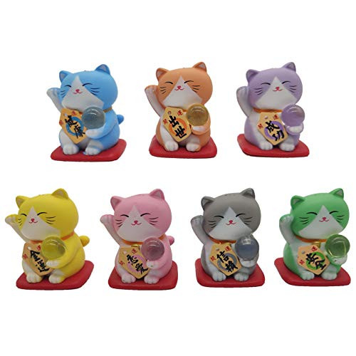 7pcs Cute Miniature Cat Fairy Garden Micro Landscape Home Garden Decoration  Lucky Cat Figurines Collection Playset  Micro Garden Landscape Ornament D