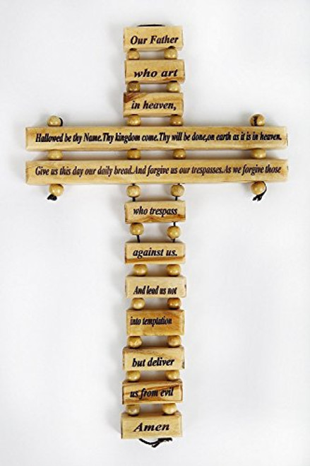 Olive Wood Father in Heaven Lords Prayer Hanging Cross by Bethlehem Gifts TM -English 9- Olive Wood Father in Heaven Lords Prayer Hanging Cross by Bethlehem Gifts TM -English 9-